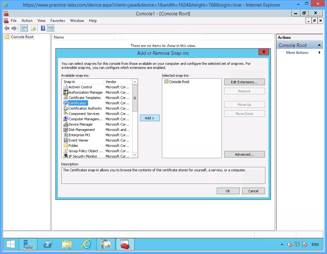 Practice Labs screenshot.